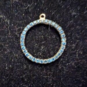 Vintage Delicate Blue Crystal Circle Pendant Necklace #39